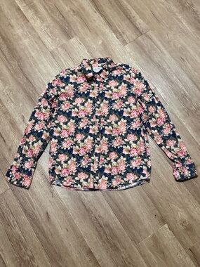 TUNEVUSE Mens Medium Regular Fit Long Sleeve Bright All Over Floral Cotton Shirt